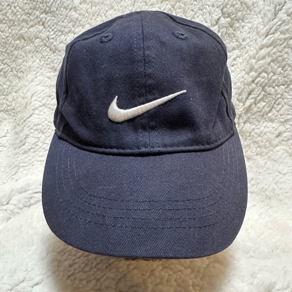 Nike Swoosh Logo Navy Blue w/White Toddler Boy’s Ball Cap Hat Velcro Strap Back